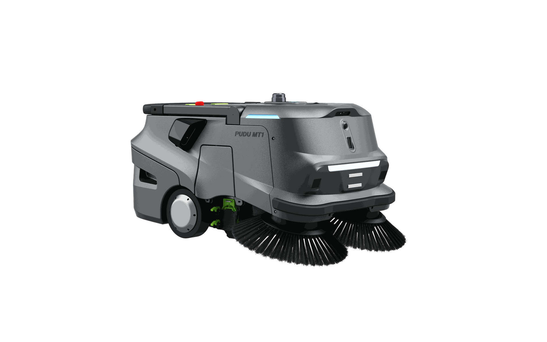 The Pudu MT1, an autonomous cleaning robot, cleans the floor in a dark room and revolutionises the cleaning industry.
