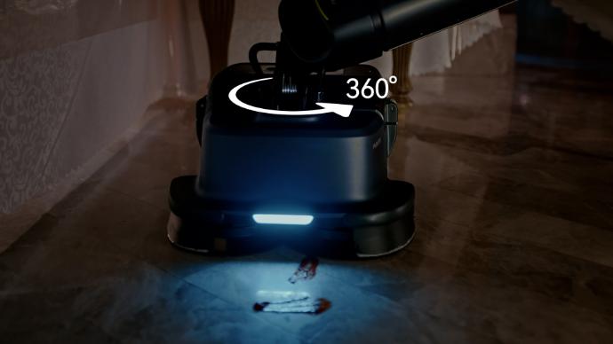 360° drehbarer Reinigungsroboter Pudu SH1 beseitigt Schmutz effizient und sorgt für makellose Sauberkeit.