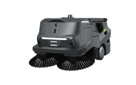 Der Pudu MT1, ein autonomer Kehrroboter, reinigt effizient grosse Flächen in Industrie und Gewerbe.