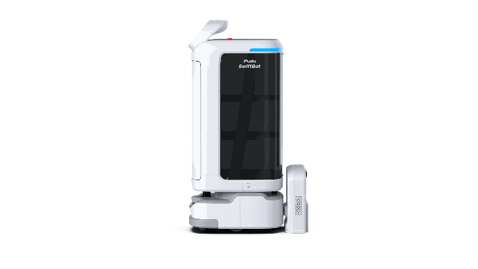 Seitenansicht des SwiftBot-Serviceroboters von Pudu Robotics