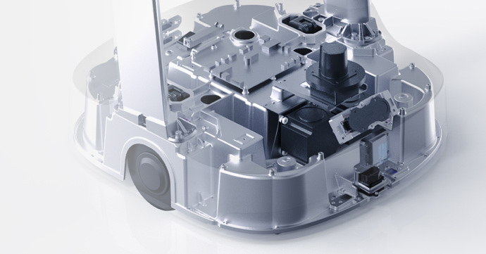 A 3D model of Pudu Robotics Bot 2