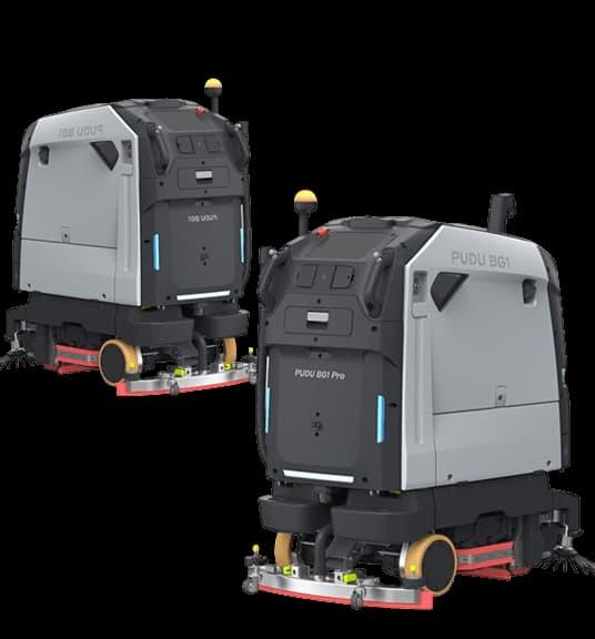 Zwei autonome Reinigungsroboter Pudu BG1 und BG1 Pro für effiziente gewerbliche Bodenreinigung
