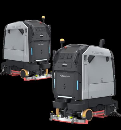 Zwei autonome Reinigungsroboter Pudu BG1 und BG1 Pro für effiziente gewerbliche Bodenreinigung