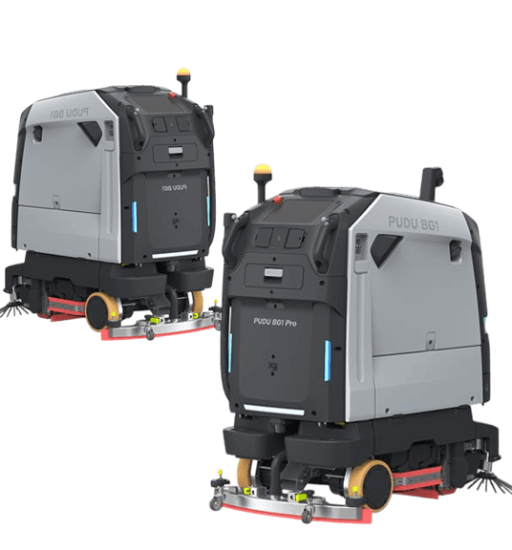 Zwei autonome Reinigungsroboter Pudu BG1 und BG1 Pro für effiziente gewerbliche Bodenreinigung